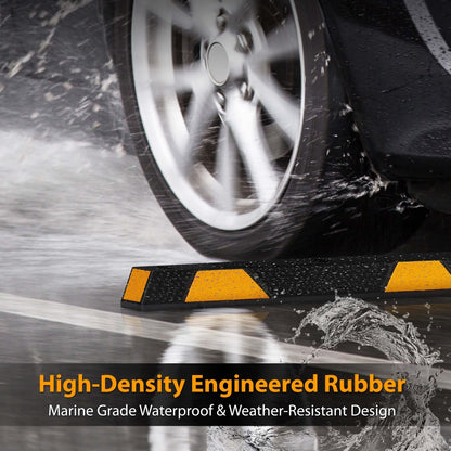 72" Heavy-Duty Rubber Wheel Stops, Reflective Strips, Pack of 2