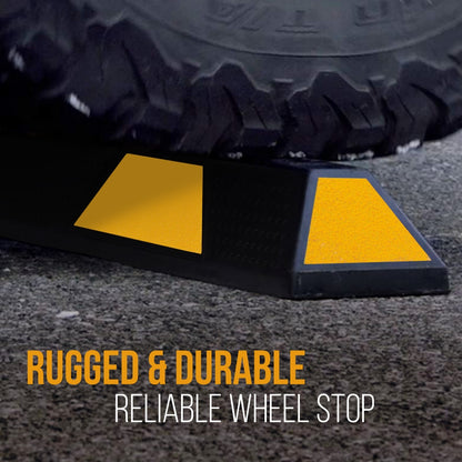 Car Wheel Stop - Vehicle & Truck Parking Curb Tire Stop, Heavy-Duty Rubber Tire Block (Extra Wide Style)