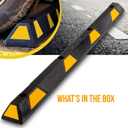 Car Wheel Stop - Vehicle & Truck Parking Curb Tire Stop, Heavy-Duty Rubber Tire Block (Extra Wide Style)