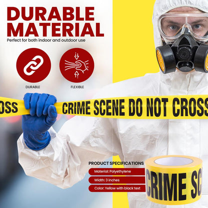 8 Pieces Crime Scene Tape Set Durable Polyethylene Yellow