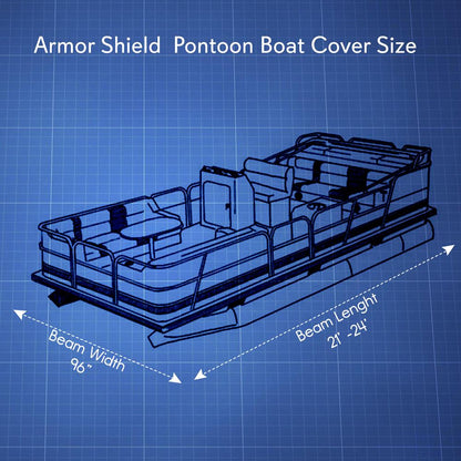 Boat Cover Waterproof Marine Polyester 21-24 ft Pontoon Gray