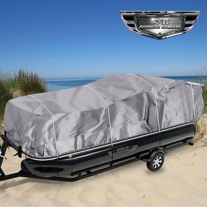 Boat Cover Waterproof Marine Polyester 21-24 ft Pontoon Gray