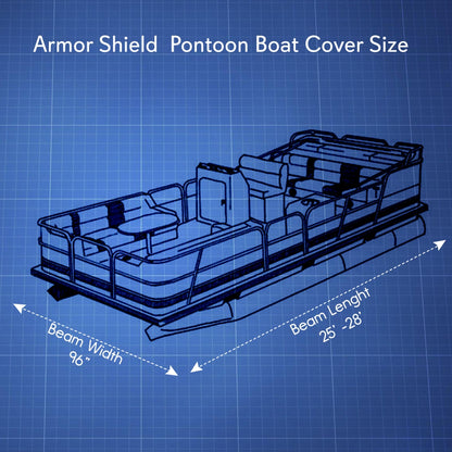 Pontoon Boat Cover 25'-28' Weatherproof Polyester, Custom Fit