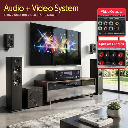 4-Channel Bluetooth Amplifier 3000W Peak, CD/DVD Player, FM Radio