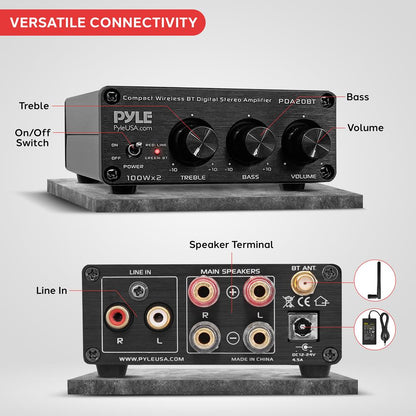 Bluetooth Mini Audio Amplifier 200W Aluminum Compact Wireless Streaming