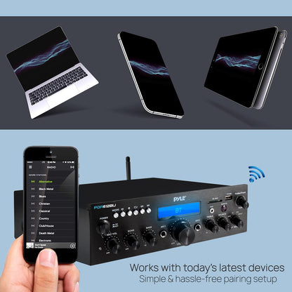 Bluetooth Stereo Amplifier 200W Power FM Radio LCD Display