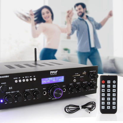 200W Bluetooth Stereo Amplifier - Wireless Streaming, Dual Channel, Compact