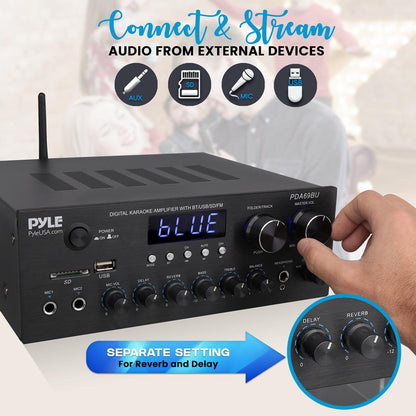 300W Compact Bluetooth Stereo Amplifier with FM & USB