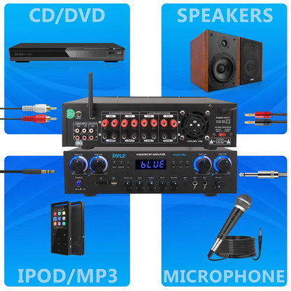 Bluetooth Home Theater Amplifier 800W 4-Channel Compact Design