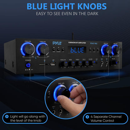 Bluetooth Home Theater Amplifier 800W 4-Channel Compact Design