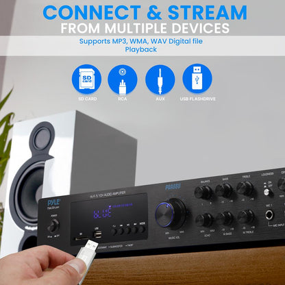5-Channel Bluetooth Audio Amplifier, Wireless Streaming, VFD Display