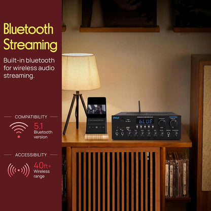 Wireless Amplifier 300W Power Bluetooth Streaming Metal Panel
