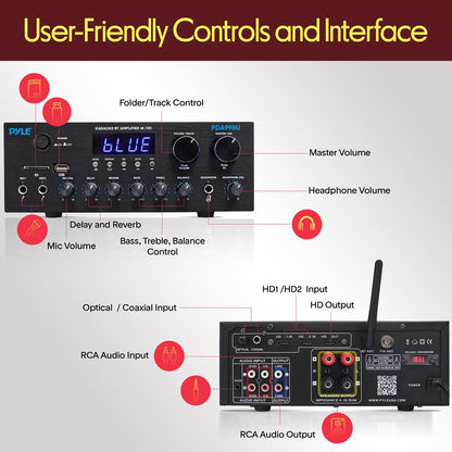 Wireless Amplifier 300W Power Bluetooth Streaming Metal Panel