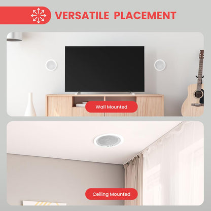 5.25" In-Wall Ceiling Speakers 150W Polypropylene Cone White