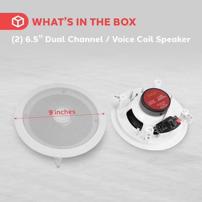 6.5" In-Wall/Ceiling Speakers Pair, 250W, Titanium Tweeter, Flush Mount