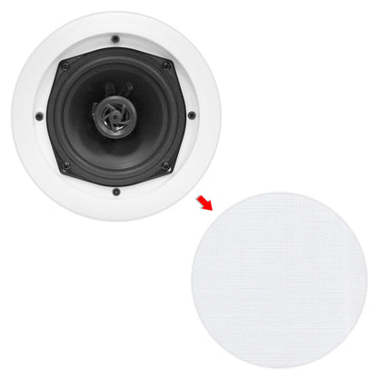 6.5" Ceiling Speakers Pair, 2-Way Sound, Easy Flush Mount, White