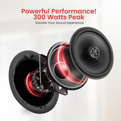 6.5" Ceiling Speaker Pair - Hi-Fi Sound, Glass Fiber Cone, White