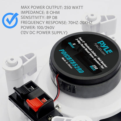 6.5" Bluetooth Ceiling Speakers 200W Flush Mount Polypropylene Cone