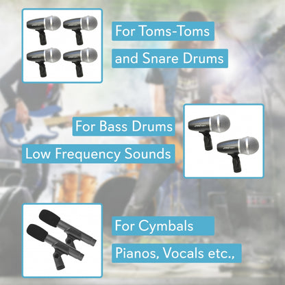 7-Piece Drum Mic Kit for Precise Recording with Case & Mounts
