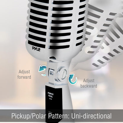 Retro Dynamic Vocal Microphone - High Clarity - Unidirectional - Silver