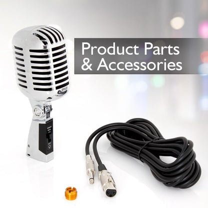 Retro Dynamic Vocal Microphone - High Clarity - Unidirectional - Silver