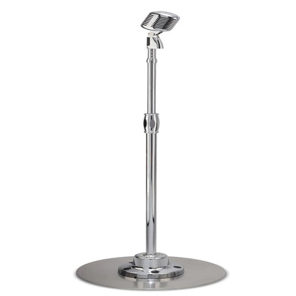 Retro Microphone with Stand, Dynamic Audio, Unidirectional, Silver Finish