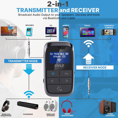 2-in-1 Bluetooth Audio Adapter - Low Latency, 5.1 Tech, Rechargeable Battery