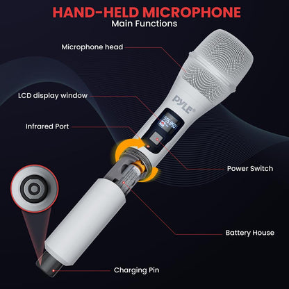 Wireless Mic System 160ft Range Rechargeable UHF Receiver 100 Channels
