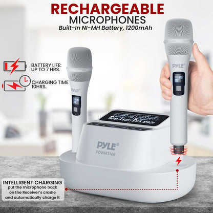 Wireless Mic System 160ft Range Rechargeable UHF Receiver 100 Channels