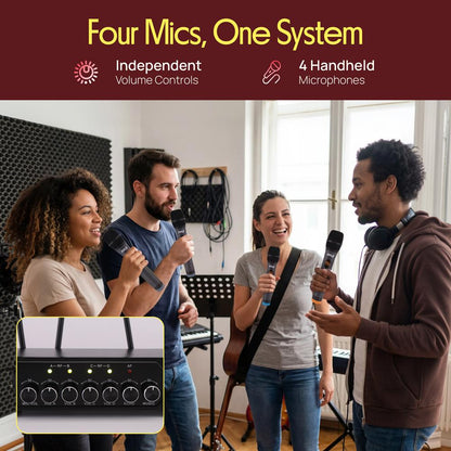 Wireless Microphone System, Crisp Audio, UHF Dual Mics, Rechargeable Receiver