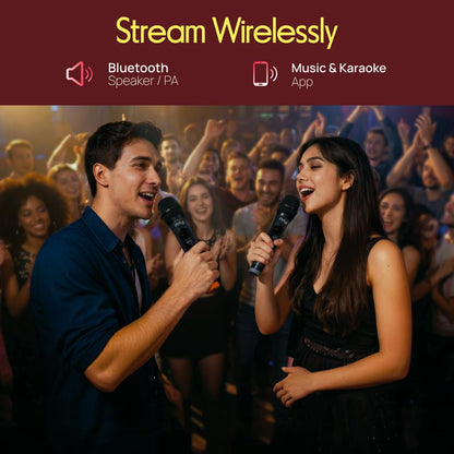 Wireless Microphone System, Crisp Audio, UHF Dual Mics, Rechargeable Receiver