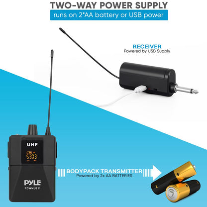 Dual UHF Wireless Microphone System - 160ft Range, LED Display, 8 Channels