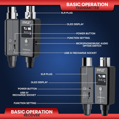 Wireless XLR Adapter System 90ft Range 48k UHF Digital Dark Gray