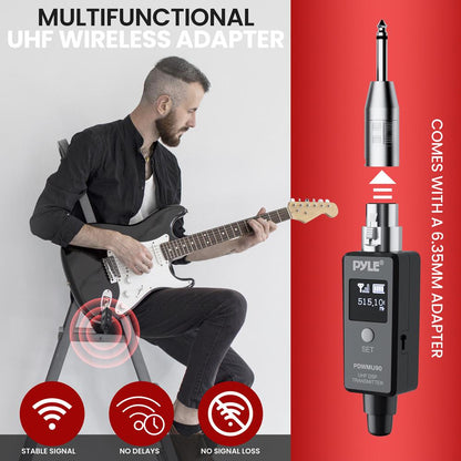 Wireless XLR Adapter System 90ft Range 48k UHF Digital Dark Gray