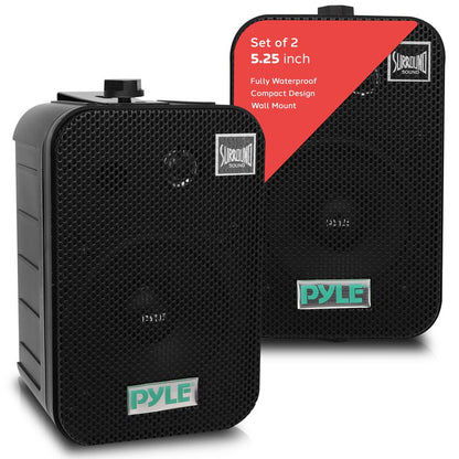 Waterproof Outdoor Speaker System, 5.25" Woofer, Heavy Duty, Black