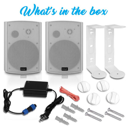 6.5" Waterproof Bluetooth Speakers, Deep Bass, White (2 Pack)