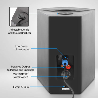 6.5" Waterproof Bluetooth Speakers - High Power Sound, Easy Install, Black