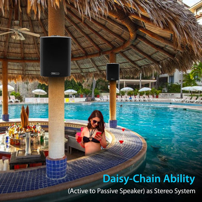 6.5" Waterproof Bluetooth Speakers - High Power Sound, Easy Install, Black