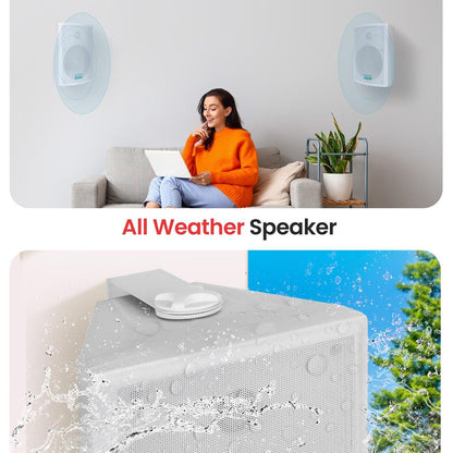 Waterproof Outdoor Speakers 6.5" Woofer 350W White