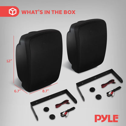 Outdoor Waterproof Bluetooth Speakers - Deep Bass, 6.5" Pair, Weatherproof