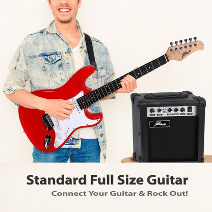 Electric Guitar Kit for Beginners, 6-String, Paulownia Wood, Red