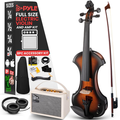 Silent Electric Violin with Accessory Kit, 10W Amplifier, Headphone, Extra Set of String (Sunburst)