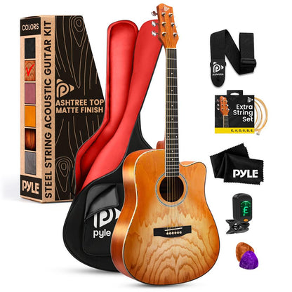 Acoustic Guitar Kit 41" Cutaway Ashtree Top Cherry Burst Matte