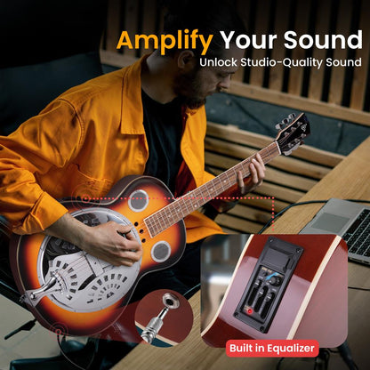 Acoustic Electric Guitar, Rich Sound, Built-in Preamp, Deep Cherry Finish