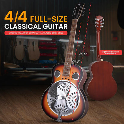 Acoustic Electric Guitar, Rich Sound, Built-in Preamp, Deep Cherry Finish