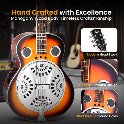 Acoustic Electric Guitar, Rich Sound, Built-in Preamp, Deep Cherry Finish
