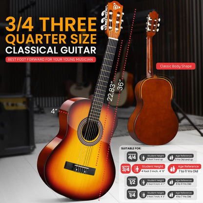 Beginner Acoustic Guitar Kit, Beautiful Sound, Hand-Crafted Wood, Brown Gloss