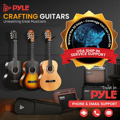 Beginner Acoustic Guitar Kit, Warm Sound, Nylon Strings, 36" Gloss Black