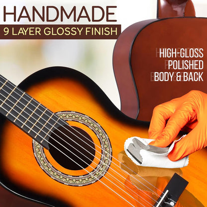 Acoustic Guitar Kit 3/4 Size for Beginners, All Wood, Sunburst