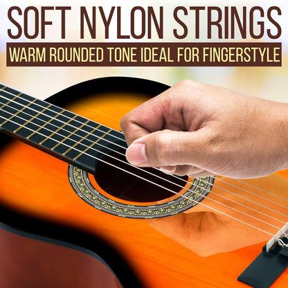 Acoustic Guitar Kit 3/4 Size for Beginners, All Wood, Sunburst